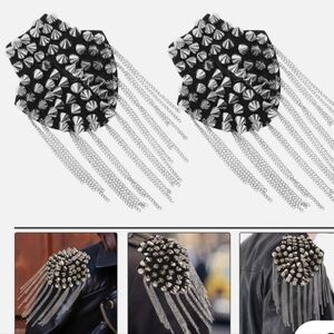 Black and Silver Studded Shoulder Epaulettes Pack of 1